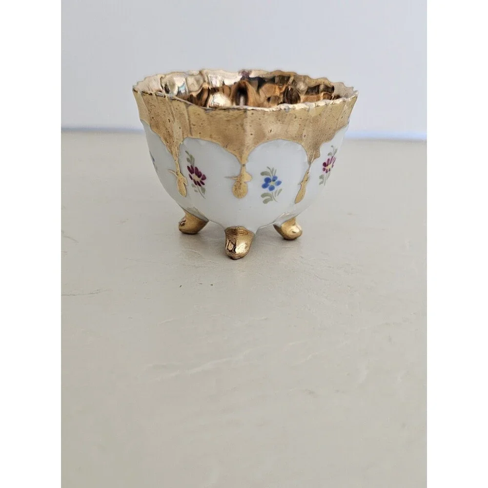 Vintage Mini Floral And Gold Tea Cup
